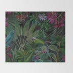 Moody Midnight Jungle Lush Tropical Paradise Throw Blanket Gallery Image 2