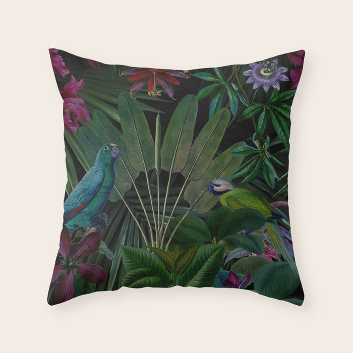 Moody Midnight Jungle Lush Tropical Paradise Throw Pillow Gallery Image 6