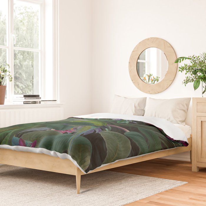 Moody Midnight Jungle Lush Tropical Paradise Duvet Cover Gallery Image 2