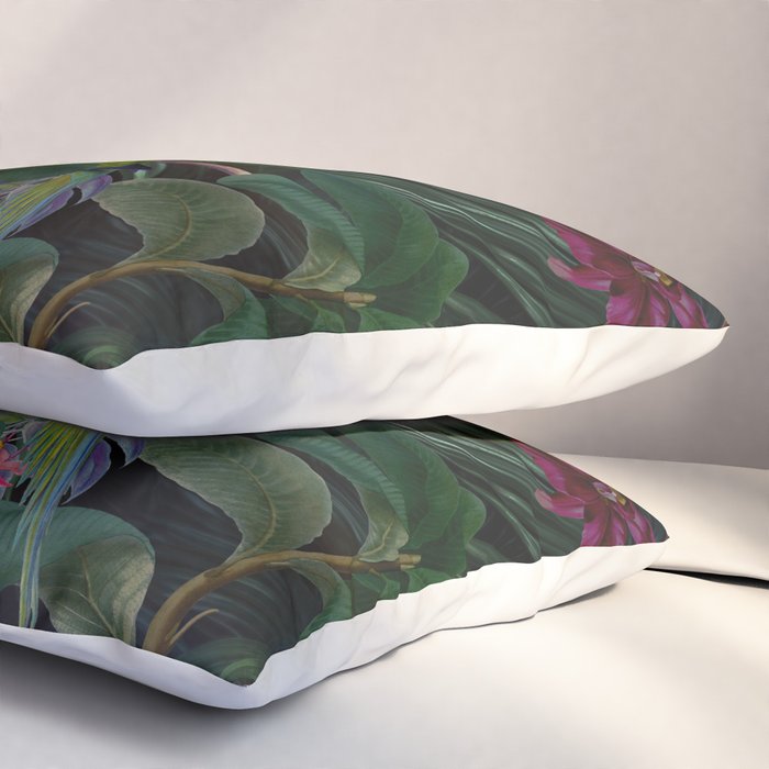 Moody Midnight Jungle Lush Tropical Paradise Pillow Sham Gallery Image 3