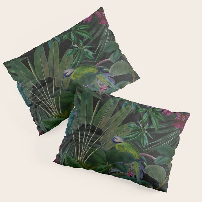 Moody Midnight Jungle Lush Tropical Paradise Pillow Sham Gallery Image 3