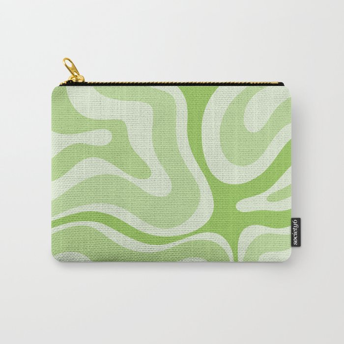 Modern Retro Liquid Swirl Abstract in Light Lime Green Carry All Pouch Gallery Image 1