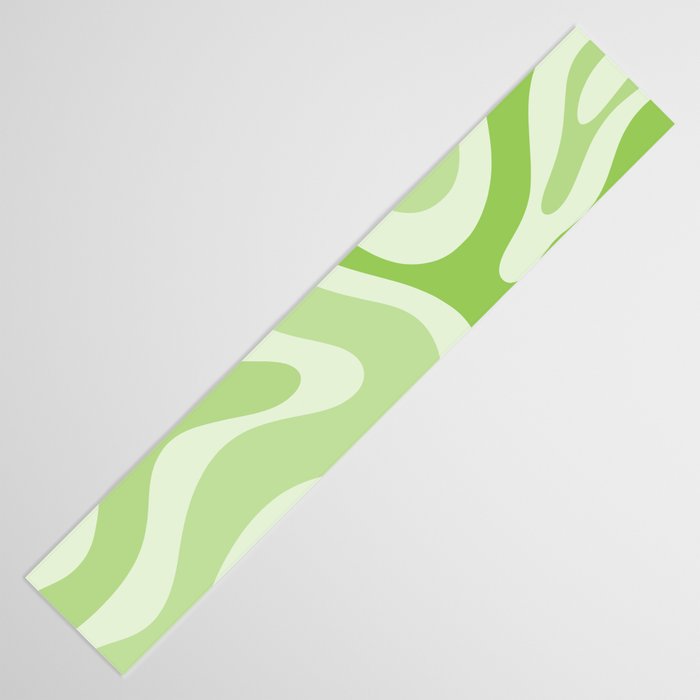Modern Retro Liquid Swirl Abstract in Light Lime Green Table Runner Gallery Image 3
