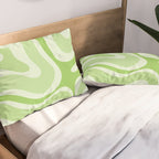 Modern Retro Liquid Swirl Abstract in Light Lime Green Pillow Sham Gallery Image 2