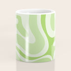 Modern Retro Liquid Swirl Abstract in Light Lime Green Coffee Mug Gallery Image 4