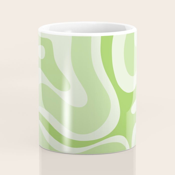 Modern Retro Liquid Swirl Abstract in Light Lime Green Coffee Mug Gallery Image 4