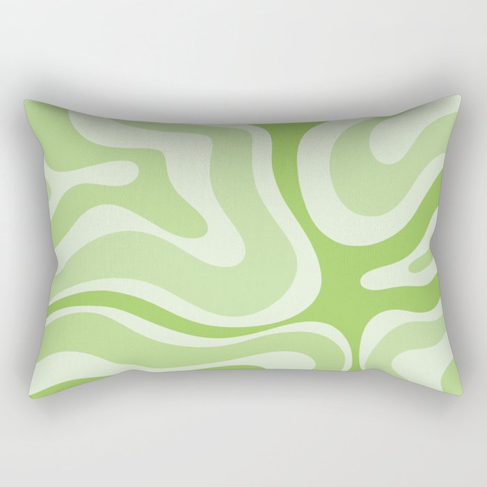 Modern Retro Liquid Swirl Abstract in Light Lime Green Rectangular Pillow Gallery Image 2