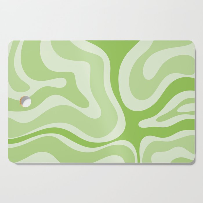 Modern Retro Liquid Swirl Abstract in Light Lime Green Cutting Board Gallery Image 1