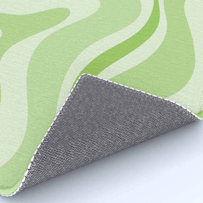 Modern Retro Liquid Swirl Abstract in Light Lime Green Rug Gallery Image 4