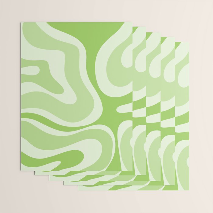 Modern Retro Liquid Swirl Abstract in Light Lime Green Wrapping Paper Gallery Image 3
