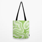Modern Retro Liquid Swirl Abstract in Light Lime Green Tote Bag Gallery Image 2