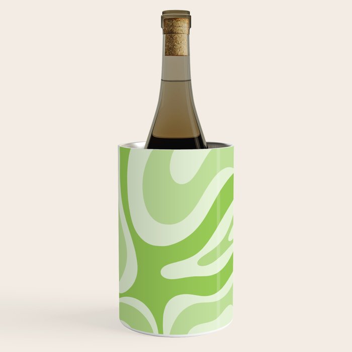 Modern Retro Liquid Swirl Abstract in Light Lime Green Wine Chiller Gallery Image 3