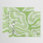 Modern Retro Liquid Swirl Abstract in Light Lime Green Placemat Gallery Image 1