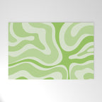 Modern Retro Liquid Swirl Abstract in Light Lime Green Welcome Mat Gallery Image 1