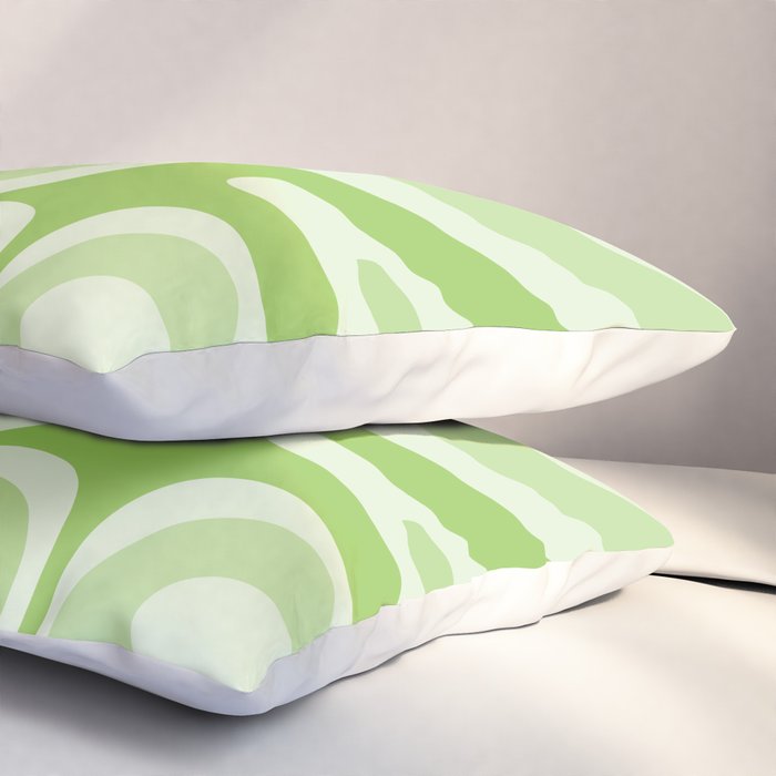Modern Retro Liquid Swirl Abstract in Light Lime Green Pillow Sham Gallery Image 3