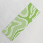 Modern Retro Liquid Swirl Abstract in Light Lime Green Yoga Mat Gallery Image 1