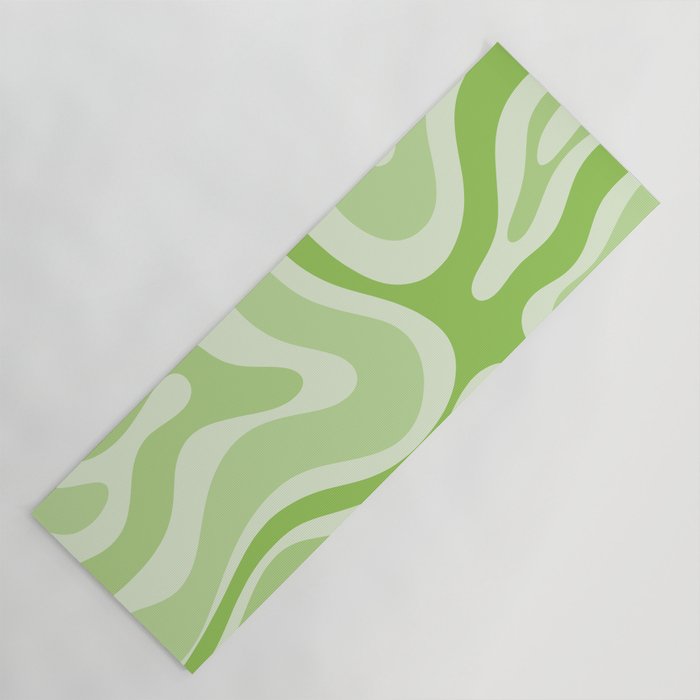 Modern Retro Liquid Swirl Abstract in Light Lime Green Yoga Mat Gallery Image 1