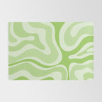 Modern Retro Liquid Swirl Abstract in Light Lime Green Rug Gallery Image 2