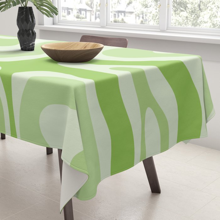 Modern Retro Liquid Swirl Abstract in Light Lime Green Tablecloth Gallery Image 3