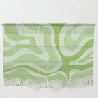 Modern Retro Liquid Swirl Abstract in Light Lime Green Wall Hanging Gallery Image 1