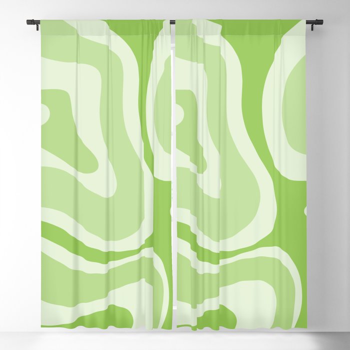 Modern Retro Liquid Swirl Abstract in Light Lime Green Window Curtain Gallery Image 5
