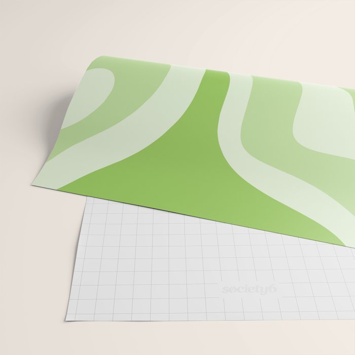 Modern Retro Liquid Swirl Abstract in Light Lime Green Wrapping Paper Gallery Image 2