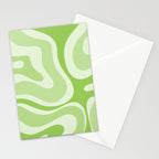 Modern Retro Liquid Swirl Abstract in Light Lime Green Stationery Card Gallery Image 2