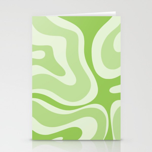 Modern Retro Liquid Swirl Abstract in Light Lime Green Stationery Card Gallery Image 2