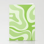 Modern Retro Liquid Swirl Abstract in Light Lime Green Stationery Card Gallery Image 2
