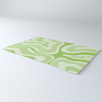 Modern Retro Liquid Swirl Abstract in Light Lime Green Rug Gallery Image 3