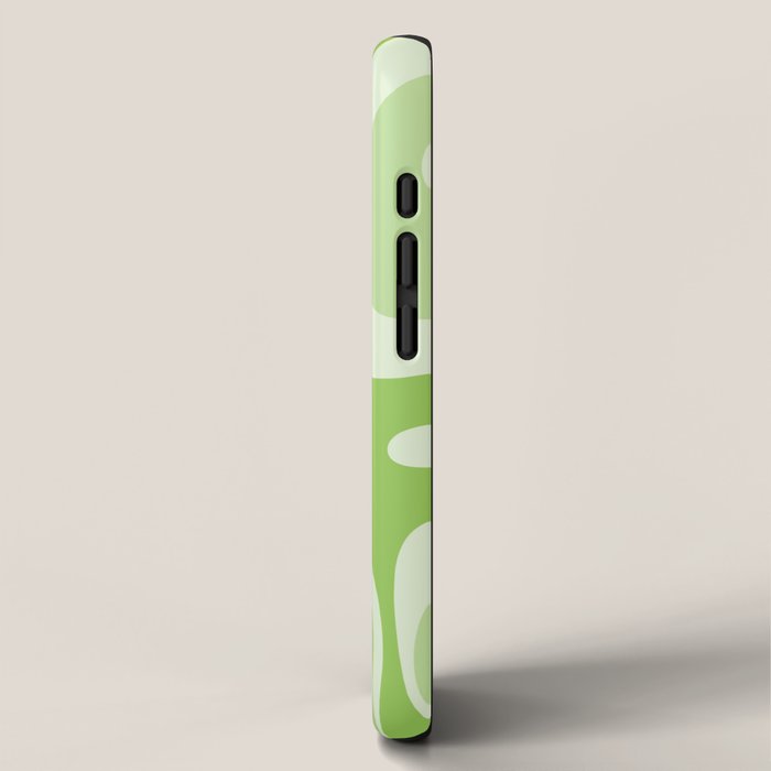Modern Retro Liquid Swirl Abstract in Light Lime Green iPhone Case Gallery Image 2