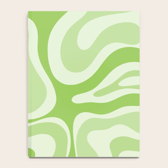 Modern Retro Liquid Swirl Abstract in Light Lime Green Notebook Gallery Image 4