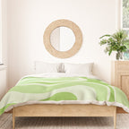 Modern Retro Liquid Swirl Abstract in Light Lime Green Duvet Cover Gallery Image 3