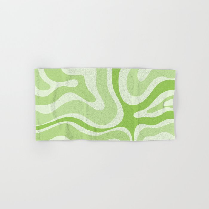 Modern Retro Liquid Swirl Abstract in Light Lime Green Bath Towel Gallery Image 1