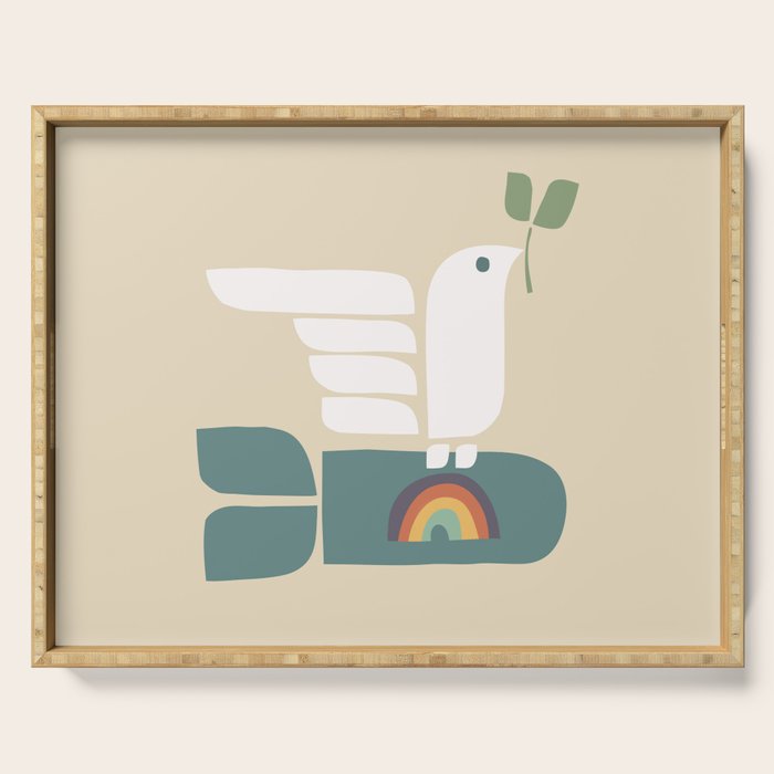 Peace dove and rainbow bomb Serving Tray Gallery Image 1