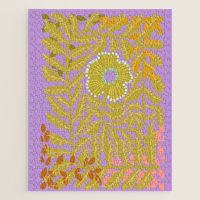Fern leaves and flower purple Jigsaw Puzzle Gallery Image 1