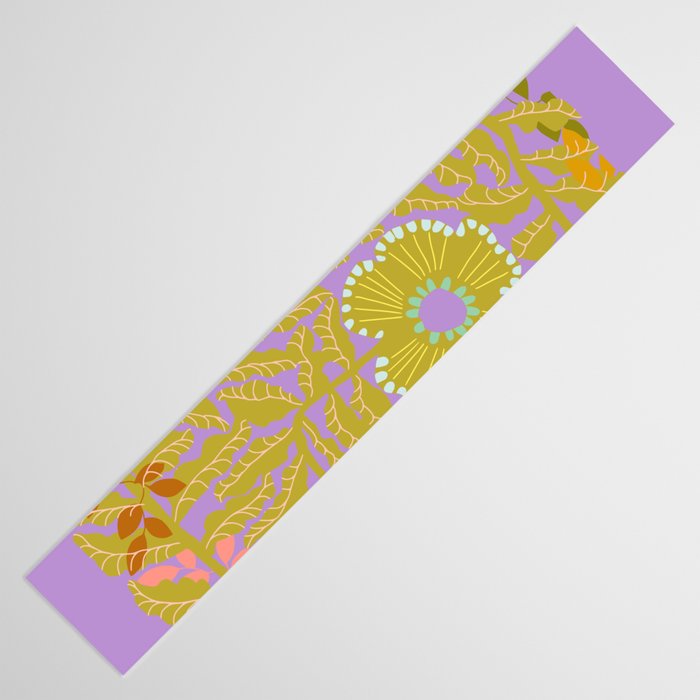 Fern leaves and flower purple Table Runner Gallery Image 3