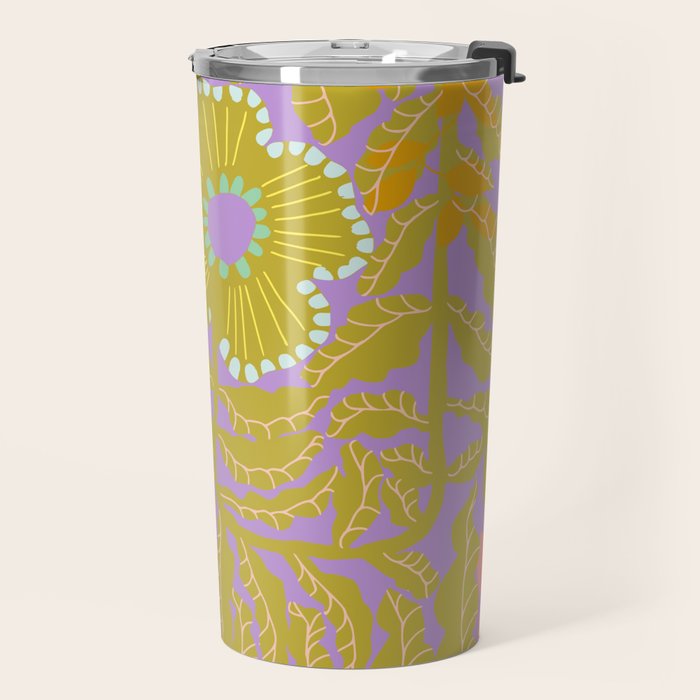 Fern leaves and flower purple Travel Mug Gallery Image 2