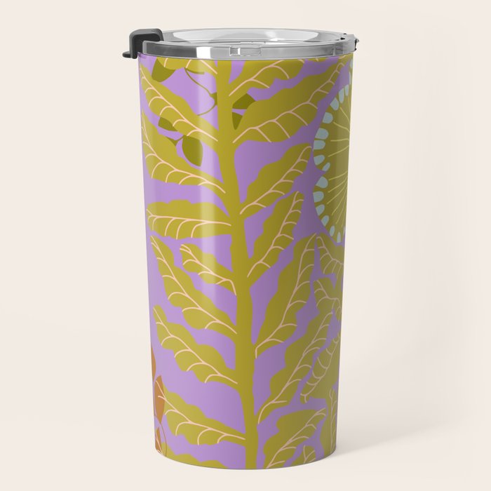 Fern leaves and flower purple Travel Mug Gallery Image 3