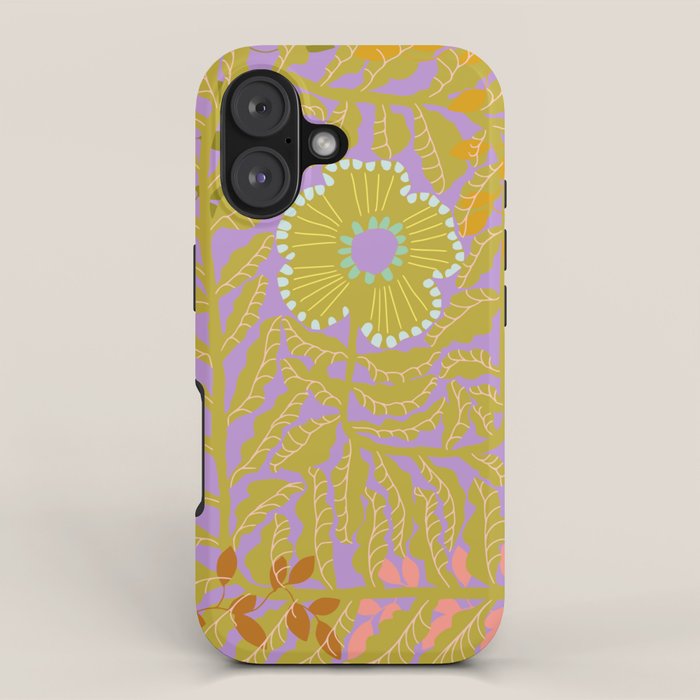 Fern leaves and flower purple iPhone Case Gallery Image 1