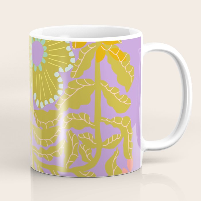 Fern leaves and flower purple Coffee Mug Gallery Image 1