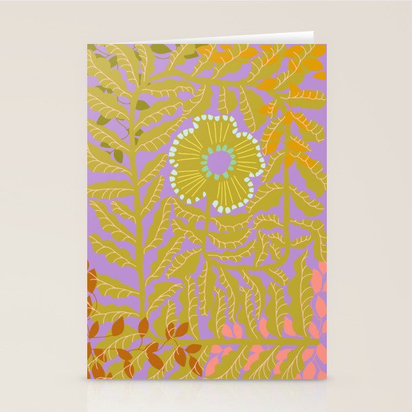 Fern leaves and flower purple Stationery Card Gallery Image 2