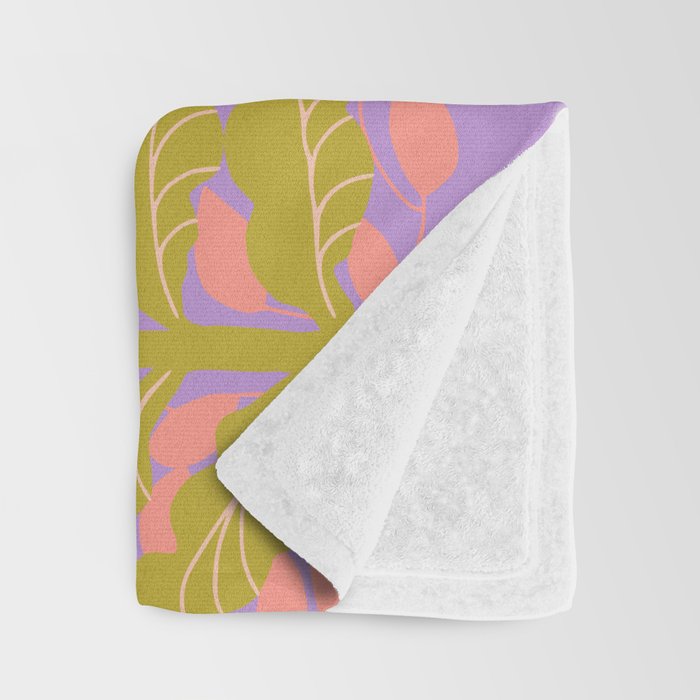 Fern leaves and flower purple Throw Blanket Gallery Image 3