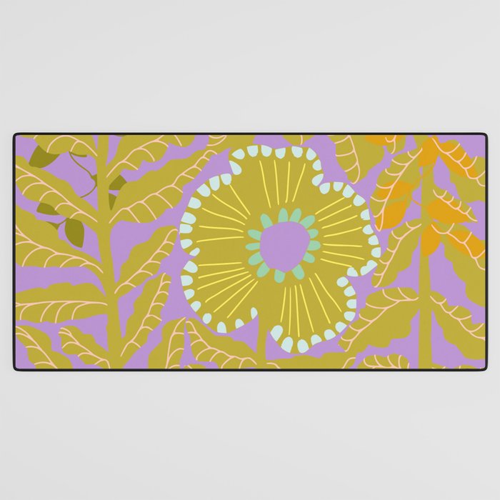 Fern leaves and flower purple Desk Mat Gallery Image 3