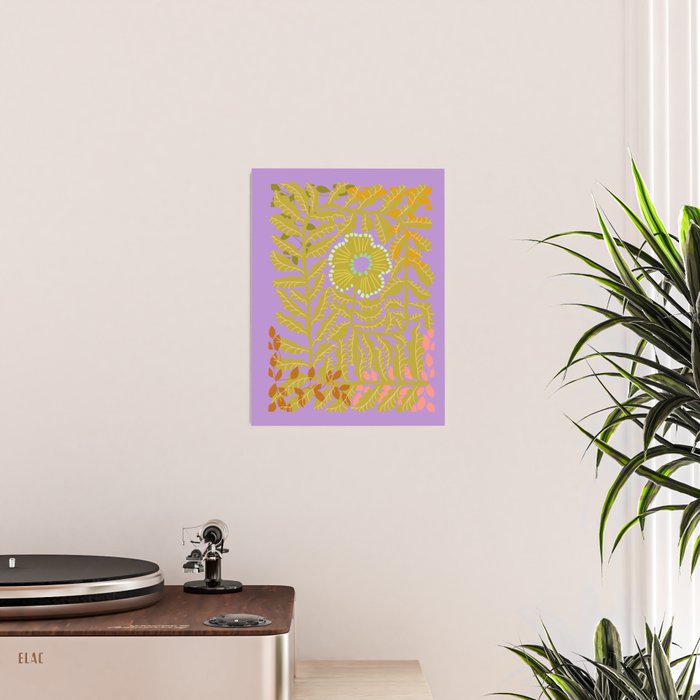 Fern leaves and flower purple Poster Gallery Image 2