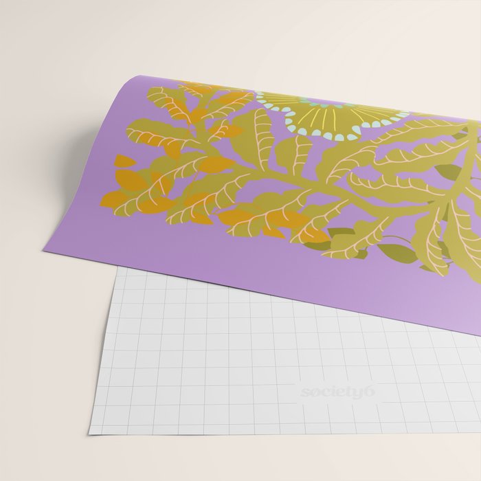 Fern leaves and flower purple Wrapping Paper Gallery Image 2