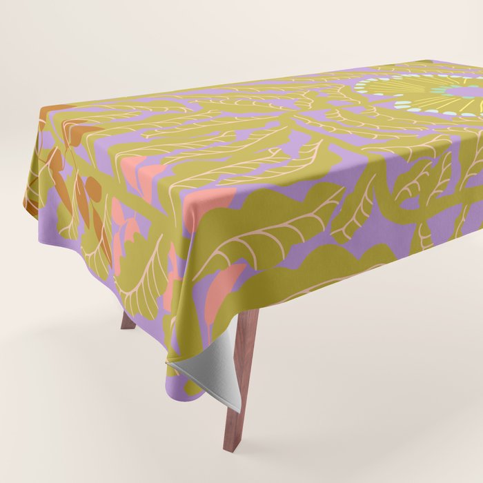 Fern leaves and flower purple Tablecloth Gallery Image 1