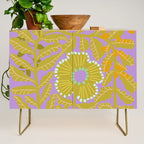 Fern leaves and flower purple Credenza Gallery Image 1