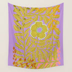 Fern leaves and flower purple Wall Tapestry Gallery Image 4