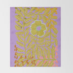 Fern leaves and flower purple Throw Blanket Gallery Image 2